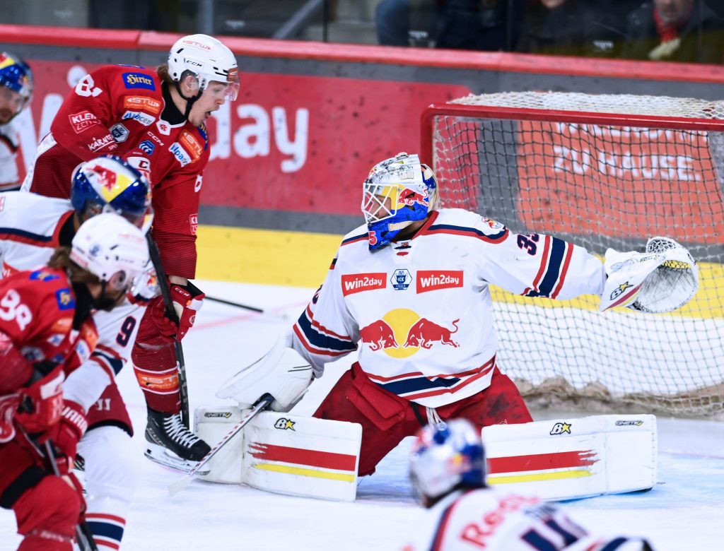 (ec- kac gegen red bull salzburg) ice hockey saison 2024/2025, eishockey österreich, finale, playoffs, spiel 1